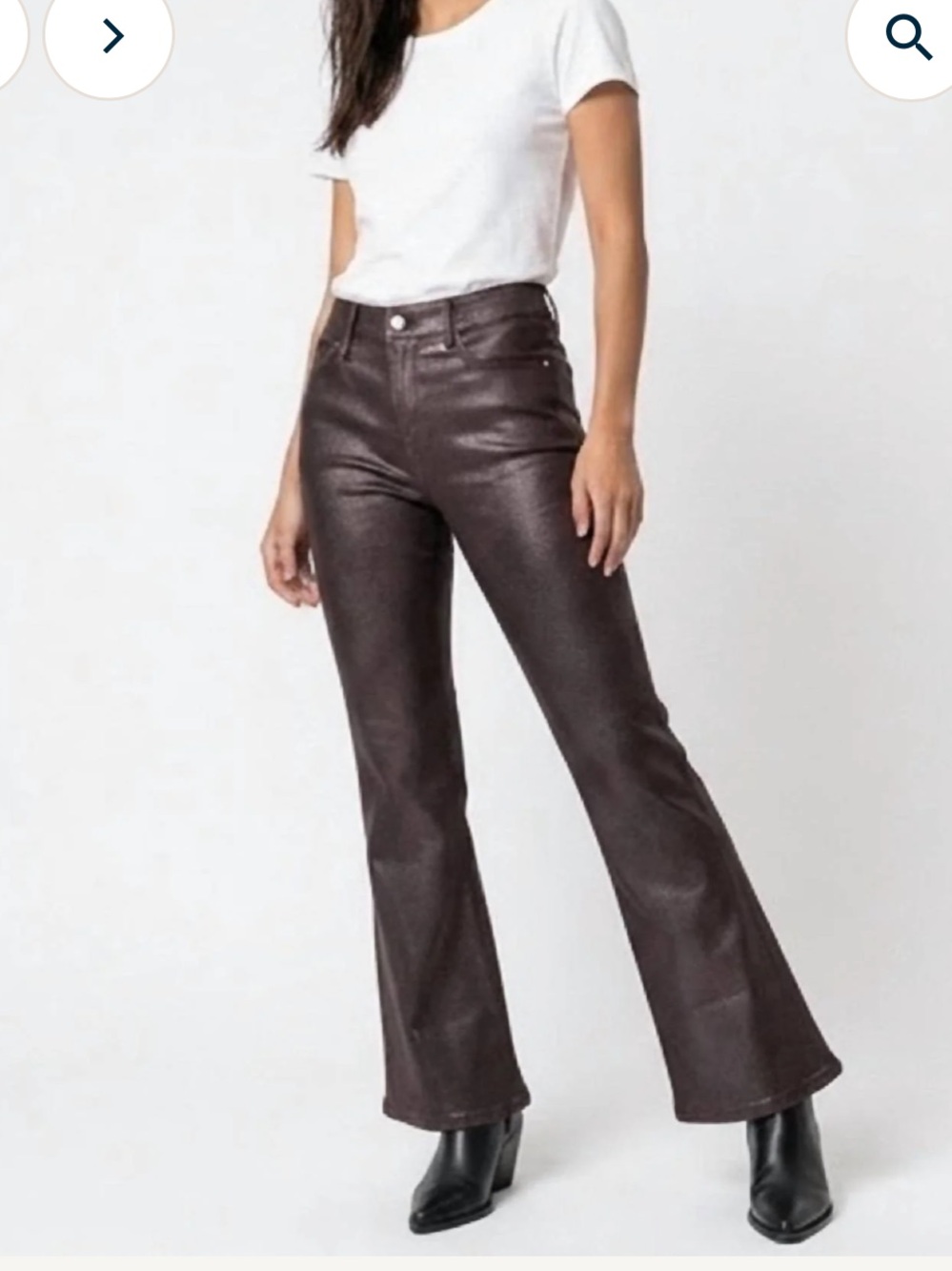 Frame Denim Brown Faux Leather Flare Pants